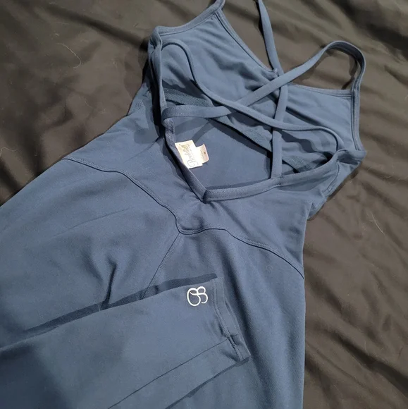 Bombshell sportswear sculpted bodysuit one piece denim Navy blue md - Picture 5 of 6